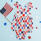 HOME OF THE FREE CHECKERS DREAM BUBBLE ROMPER