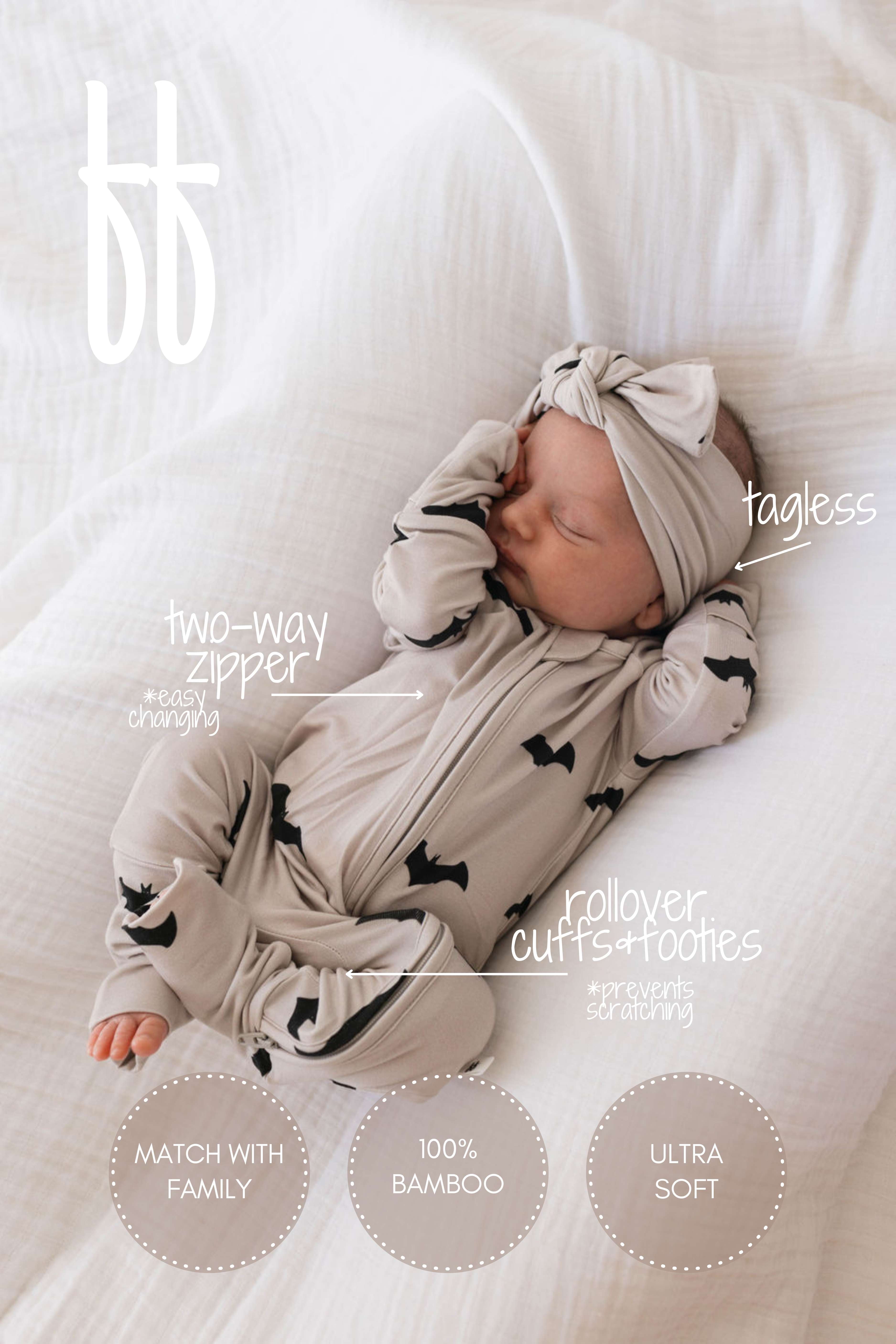 It's Bats! | Bamboo Zip Pajamas Milk & Baby