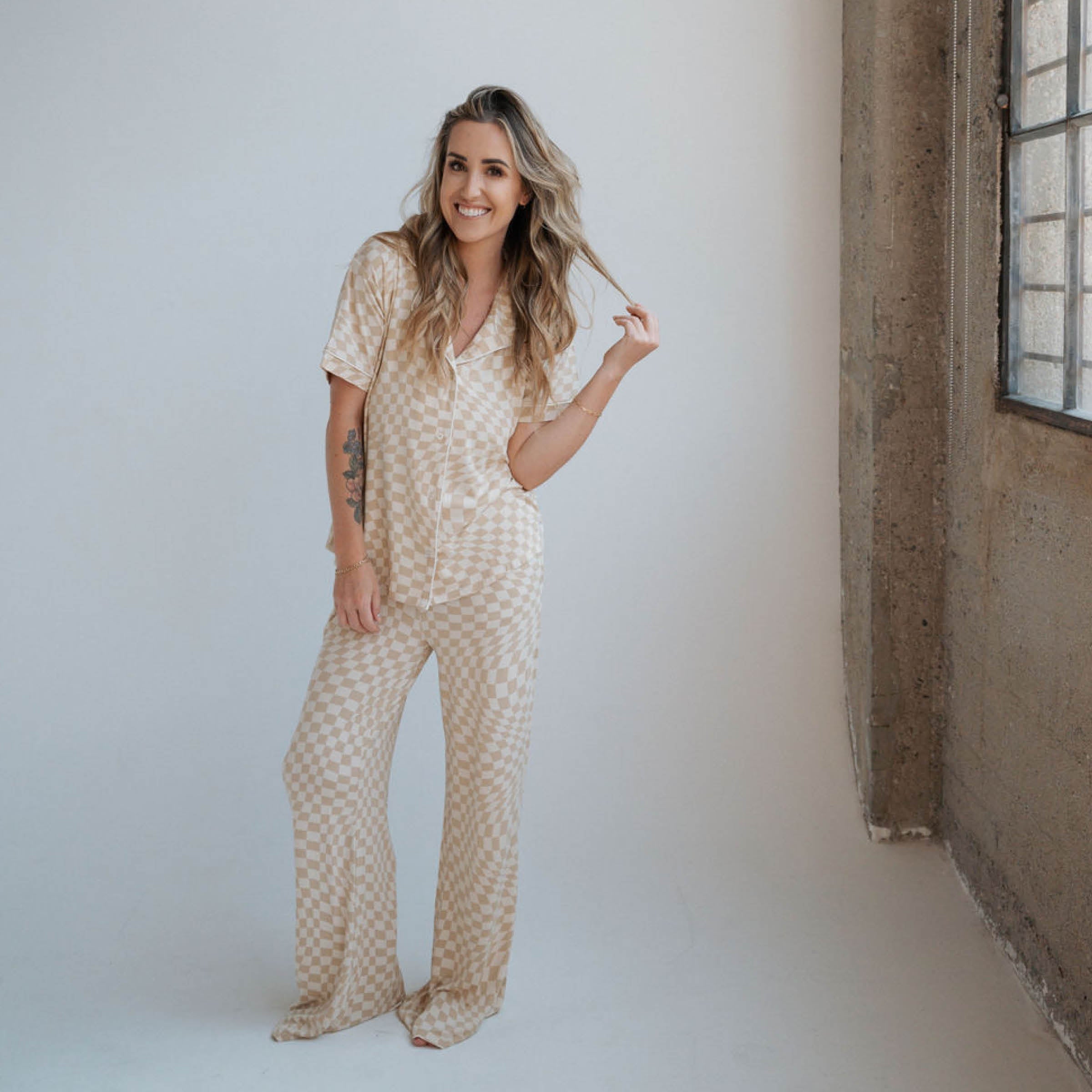 Wavy Checker | Women's Flare Set | Milk & Baby