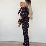 Women's Bamboo Pajamas | Charcoal & White ff Smile