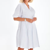 Waterfall Tie Waist A-Line Maternity/Nursing Wrap Dress