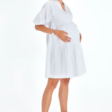 Waterfall Tie Waist A-Line Maternity/Nursing Wrap Dress