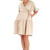 Waterfall Tie Waist A-Line Maternity/Nursing Wrap Dress