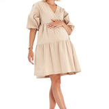 Waterfall Tie Waist A-Line Maternity/Nursing Wrap Dress