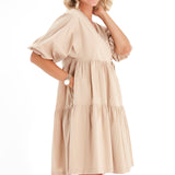 Waterfall Tie Waist A-Line Maternity/Nursing Wrap Dress