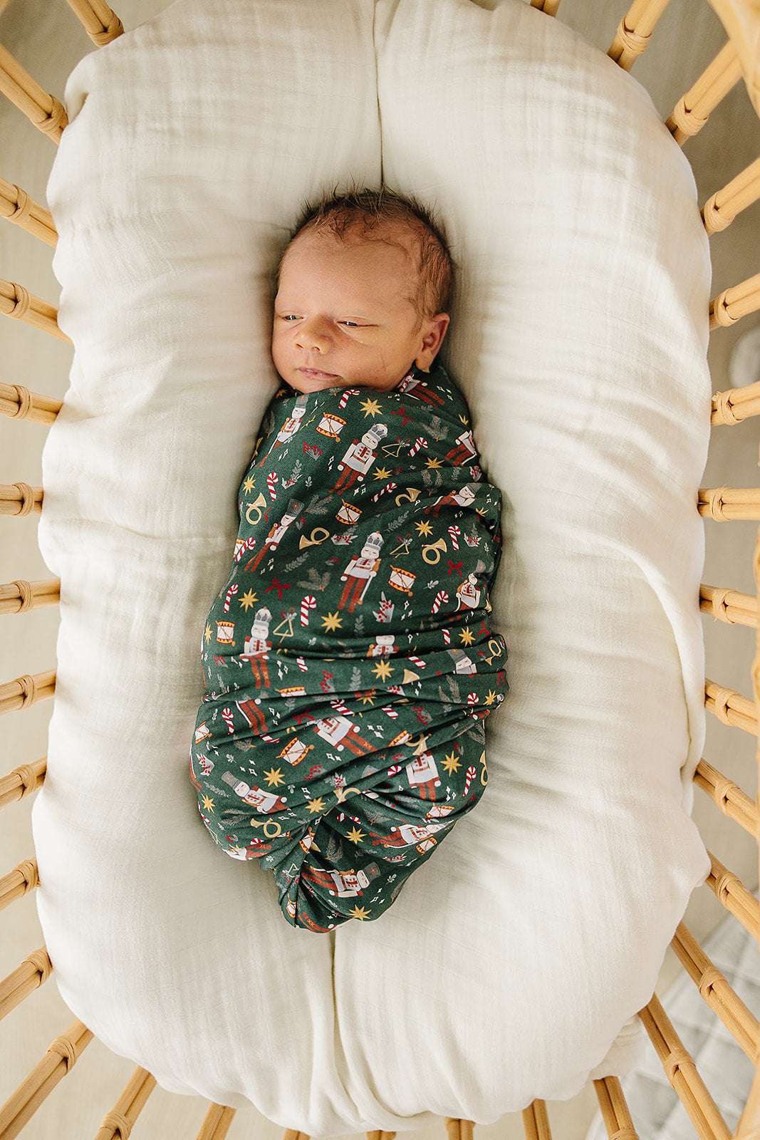 Green Nutcracker Stretch Swaddle Milk & Baby