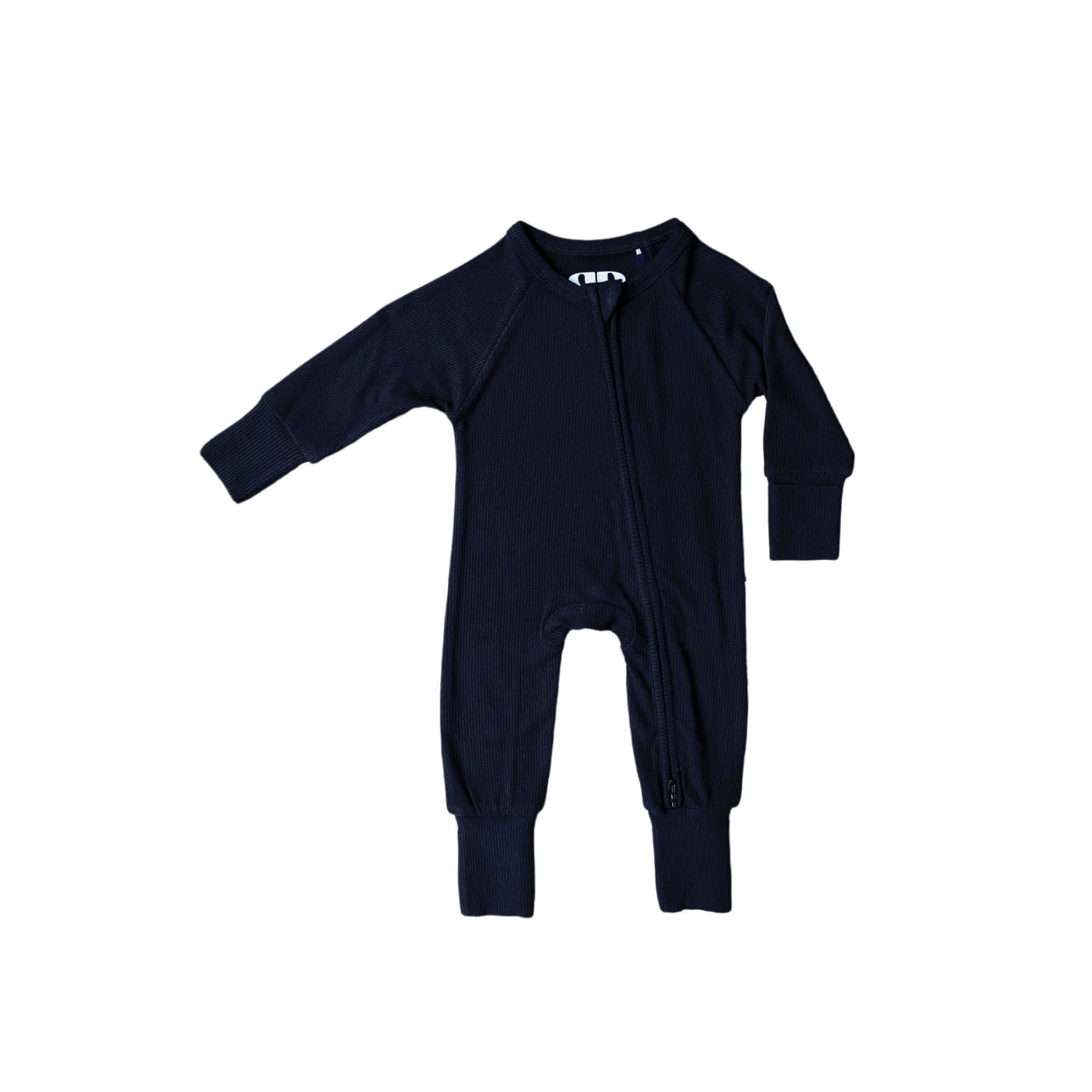 Onyx Ribbed | Bamboo Zip Romper | Milk & Baby