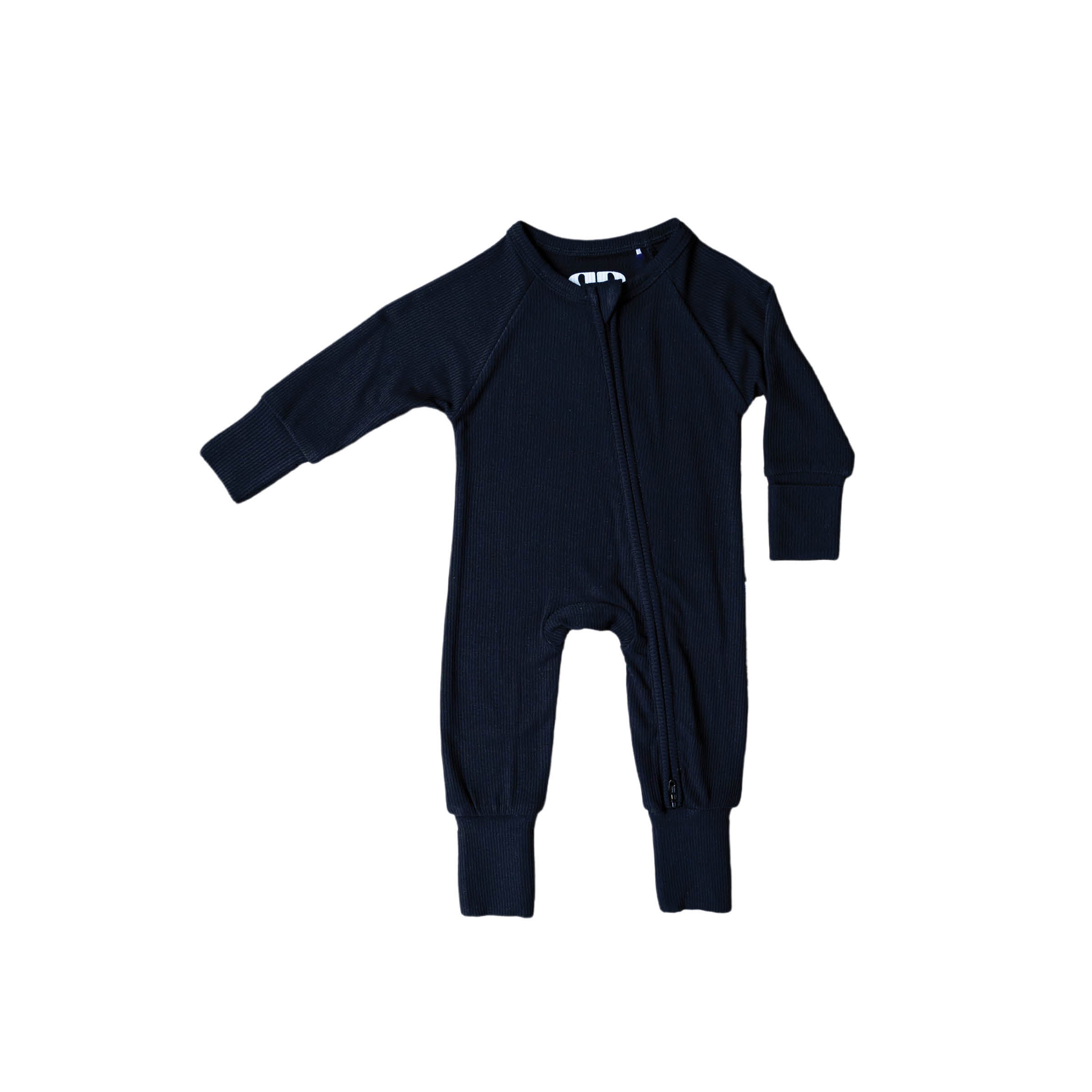 Onyx Ribbed | Bamboo Zip Romper | Milk & Baby 