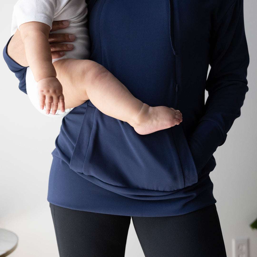 Bamboo Nursing Hoodie | Navy Milk & Baby