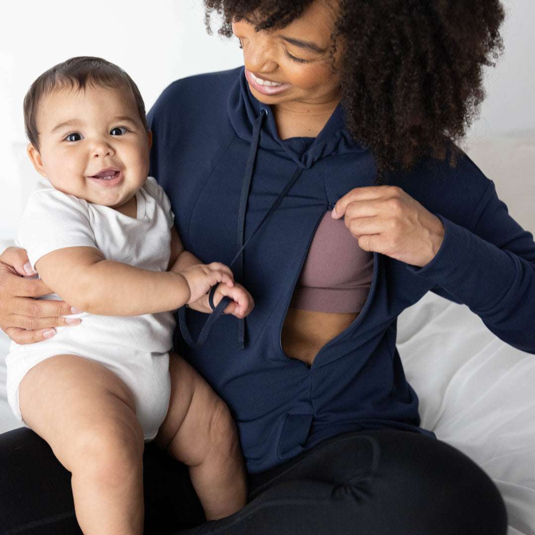 Bamboo Nursing Hoodie | Navy Milk & Baby