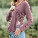 Bamboo Maternity & Nursing Long Sleeve T-shirt | Twilight Milk & Baby