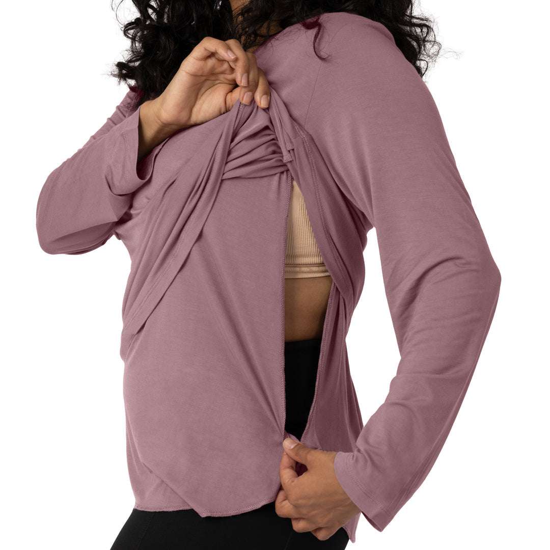 Bamboo Maternity & Nursing Long Sleeve T-shirt | Twilight Milk & Baby