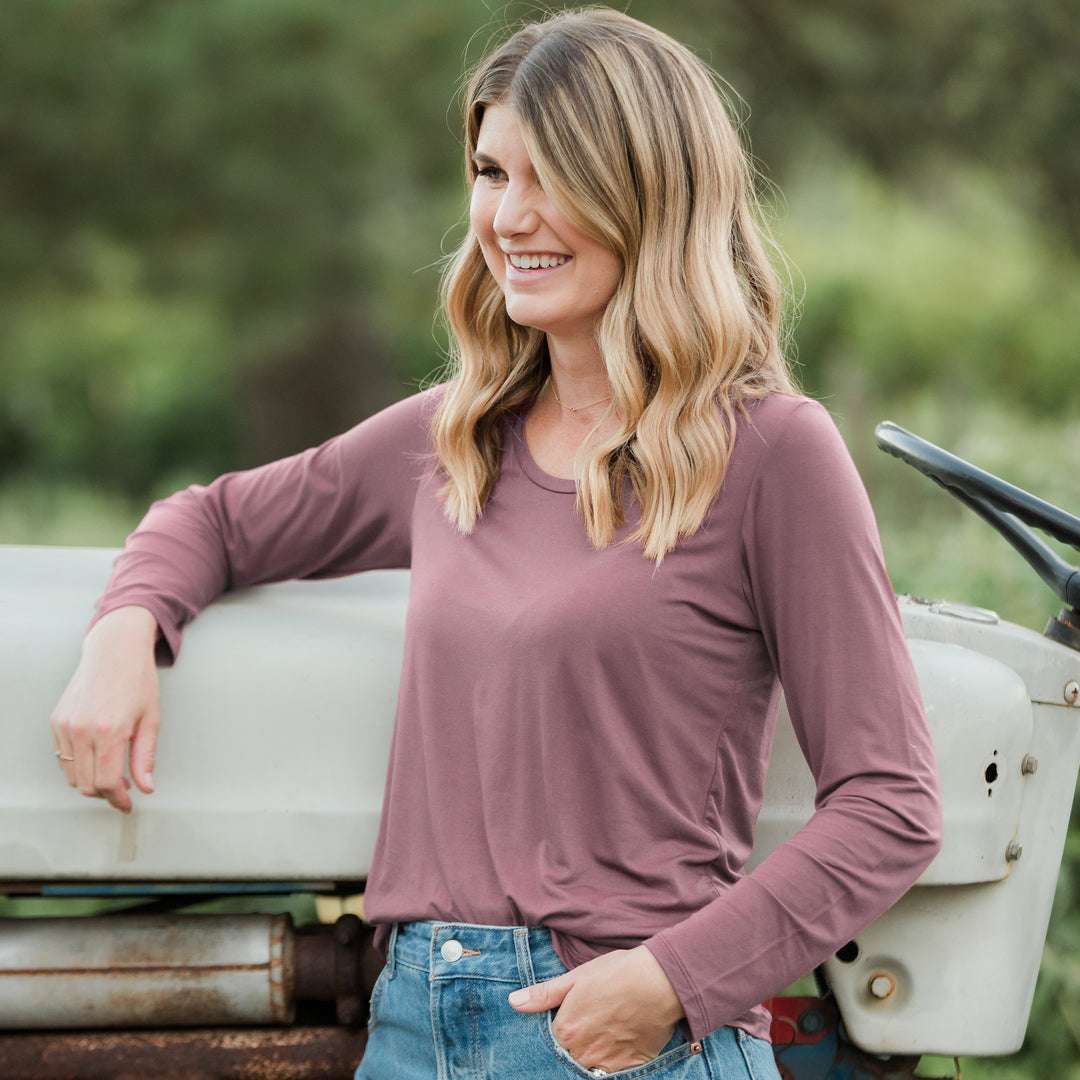 Bamboo Maternity & Nursing Long Sleeve T-shirt | Twilight Milk & Baby