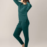 Bamboo Maternity & Nursing Crew Neck Sweatshirt | Evergreen | Milk & Baby