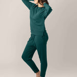 Bamboo Maternity & Nursing Crew Neck Sweatshirt | Evergreen Milk & Baby