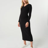 Full Body Maternity & Nursing Sweater Dress in Cotton Knit