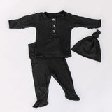 Top and Bottom Outfit and Hat Set (Newborn-12 months sizes) Black