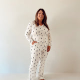 Women's Bamboo Pajamas | White & Black Lightning Bolt