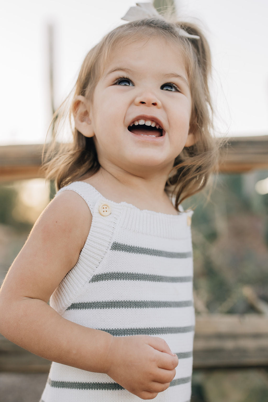 Sage Stripe Knit Bubble Romper | Milk & Baby