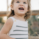 Sage Stripe Knit Bubble Romper | Milk & Baby