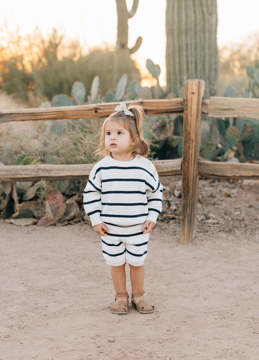 Navy Stripe Knit Shorts | Milk & Baby