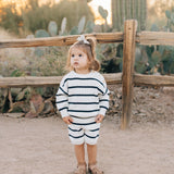 Navy Stripe Knit Shorts | Milk & Baby