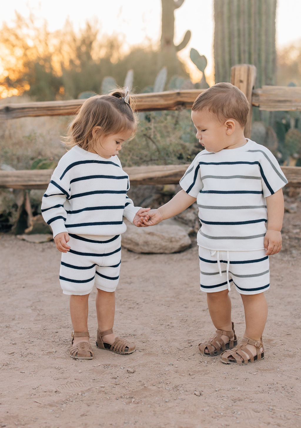 Navy Stripe Knit Shorts | Milk & Baby