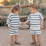 Navy Stripe Knit Shorts | Milk & Baby