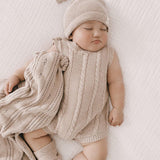 Luna + Luca Cable Knit Summer Romper - Heather Beige