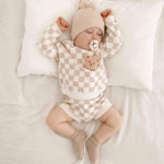 Checkered Jacquard Pullover Sweater Milk & Baby