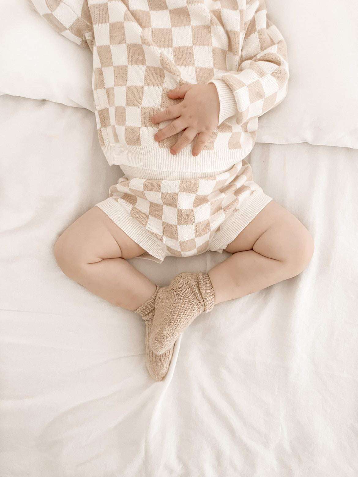 Checkered Jacquard Bloomers Milk & Baby