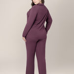 Clea Bamboo Long Sleeve Pajama Set | Burgundy Plum Milk & Baby