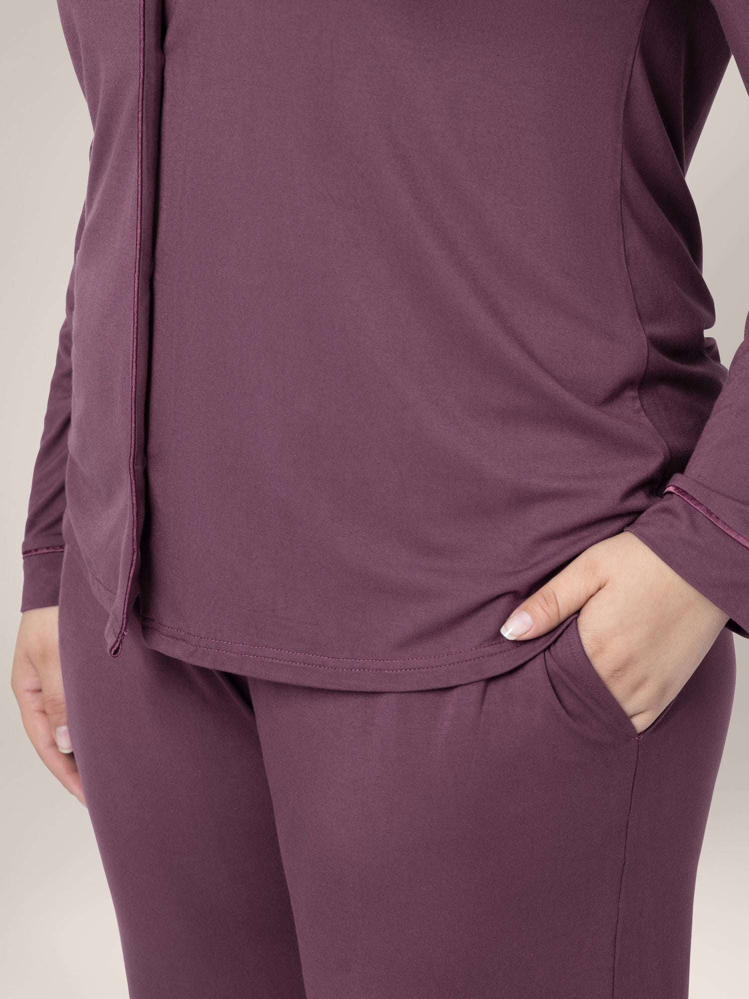 Clea Bamboo Long Sleeve Pajama Set | Burgundy Plum Milk & Baby