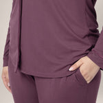 Clea Bamboo Long Sleeve Pajama Set | Burgundy Plum Milk & Baby