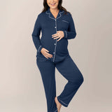 Clea Bamboo Long Sleeve Pajama Set | Navy | Milk & Baby