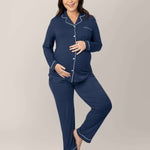 Clea Bamboo Long Sleeve Pajama Set | Navy Milk & Baby