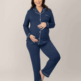 Clea Bamboo Long Sleeve Pajama Set | Navy Milk & Baby