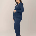 Clea Bamboo Long Sleeve Pajama Set | Navy | Milk & Baby