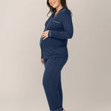 Clea Bamboo Long Sleeve Pajama Set | Navy Milk & Baby