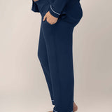 Clea Bamboo Long Sleeve Pajama Set | Navy | Milk & Baby