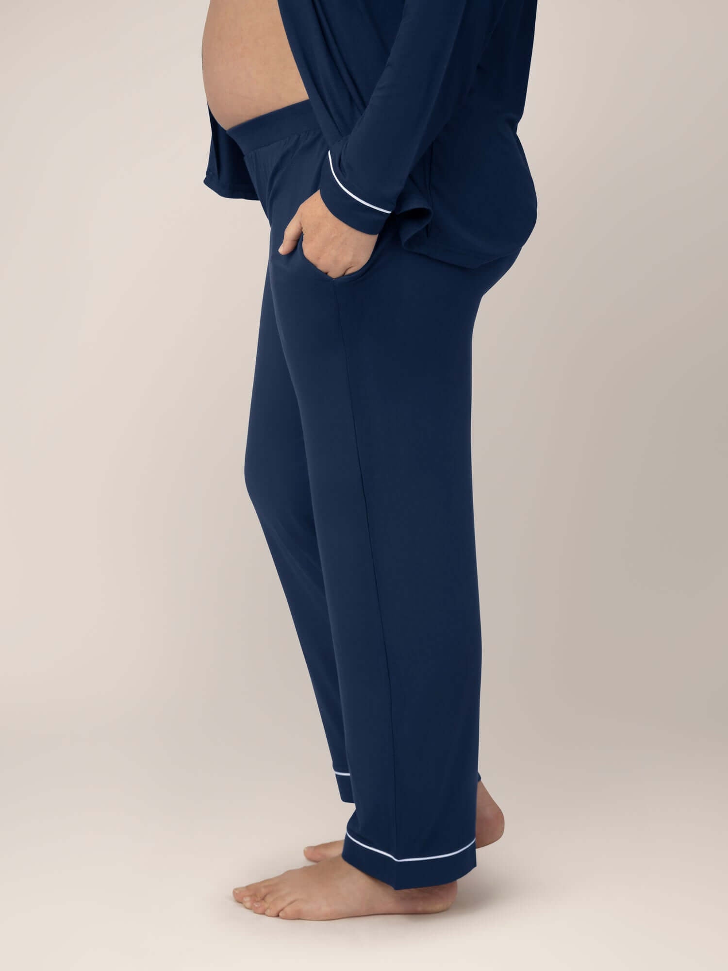 Clea Bamboo Long Sleeve Pajama Set | Navy | Milk & Baby