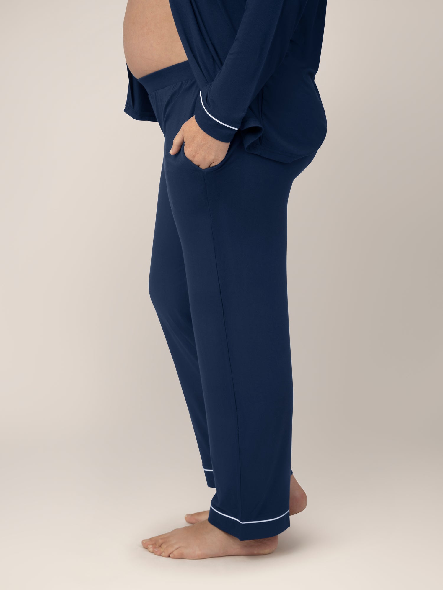 Clea Bamboo Long Sleeve Pajama Set | Navy Milk & Baby