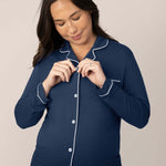 Clea Bamboo Long Sleeve Pajama Set | Navy | Milk & Baby