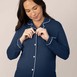 Clea Bamboo Long Sleeve Pajama Set | Navy | Milk & Baby