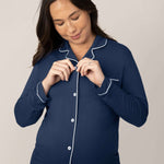 Clea Bamboo Long Sleeve Pajama Set | Navy Milk & Baby