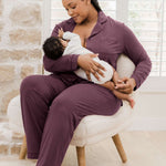 Clea Bamboo Long Sleeve Pajama Set | Burgundy Plum Milk & Baby