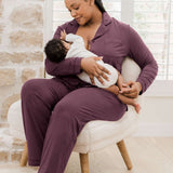 Clea Bamboo Long Sleeve Pajama Set | Burgundy Plum Milk & Baby