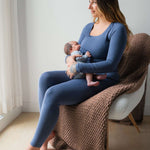 Jane Nursing Pajama Set | Slate Blue Milk & Baby