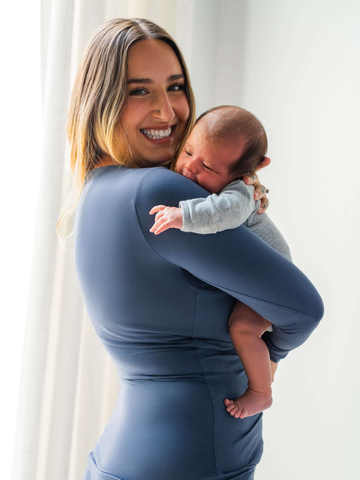 Jane Nursing Pajama Set | Slate Blue Milk & Baby