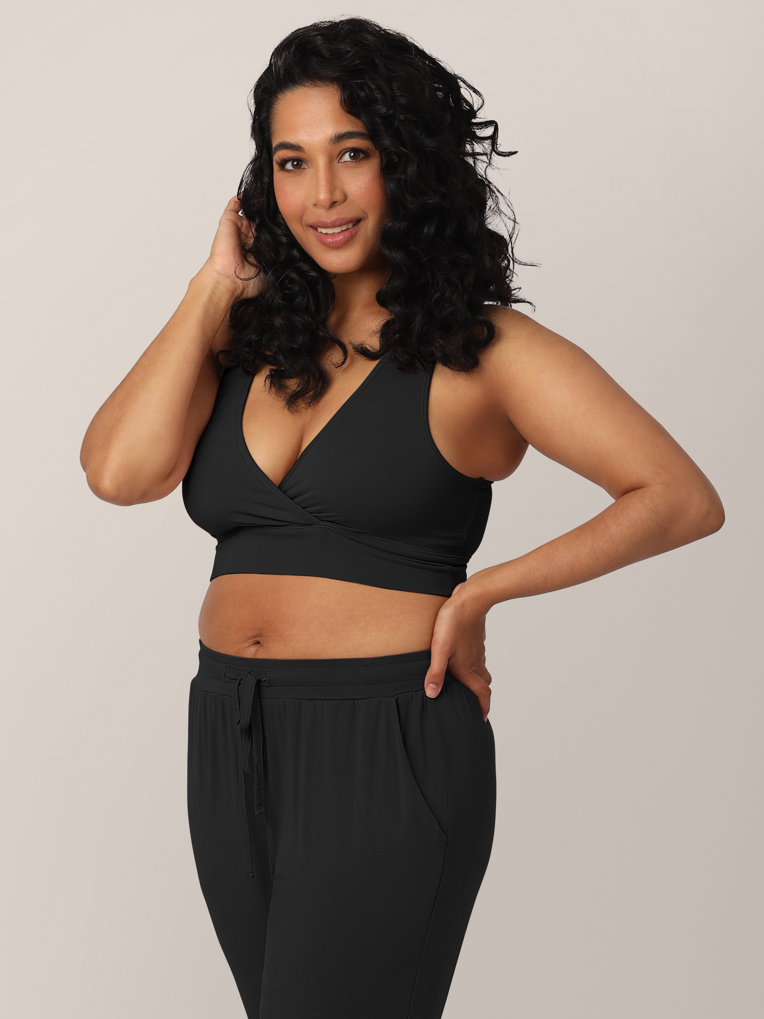 French Terry Racerback Nursing & Sleep Bra | Black | Milk & Baby